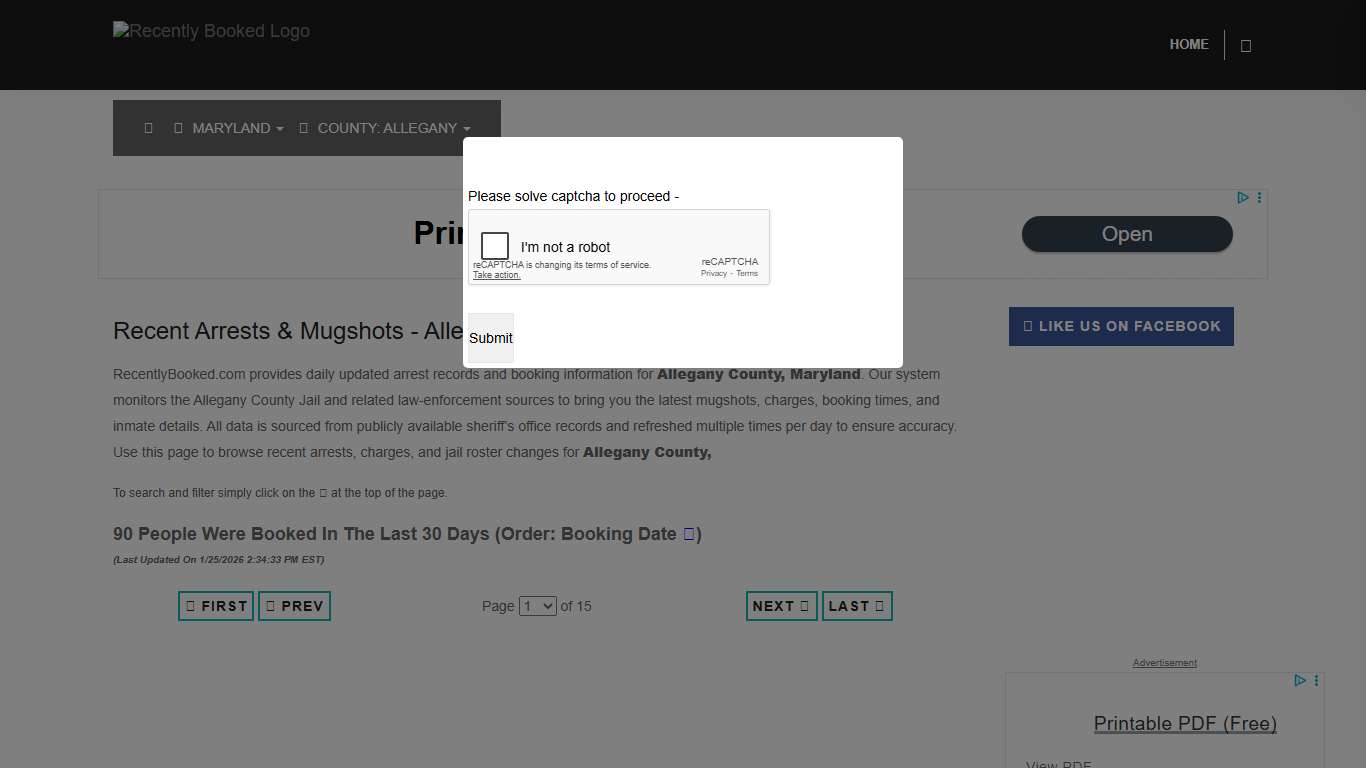 Allegany County, Maryland Mugshots RecentlyBooked.com