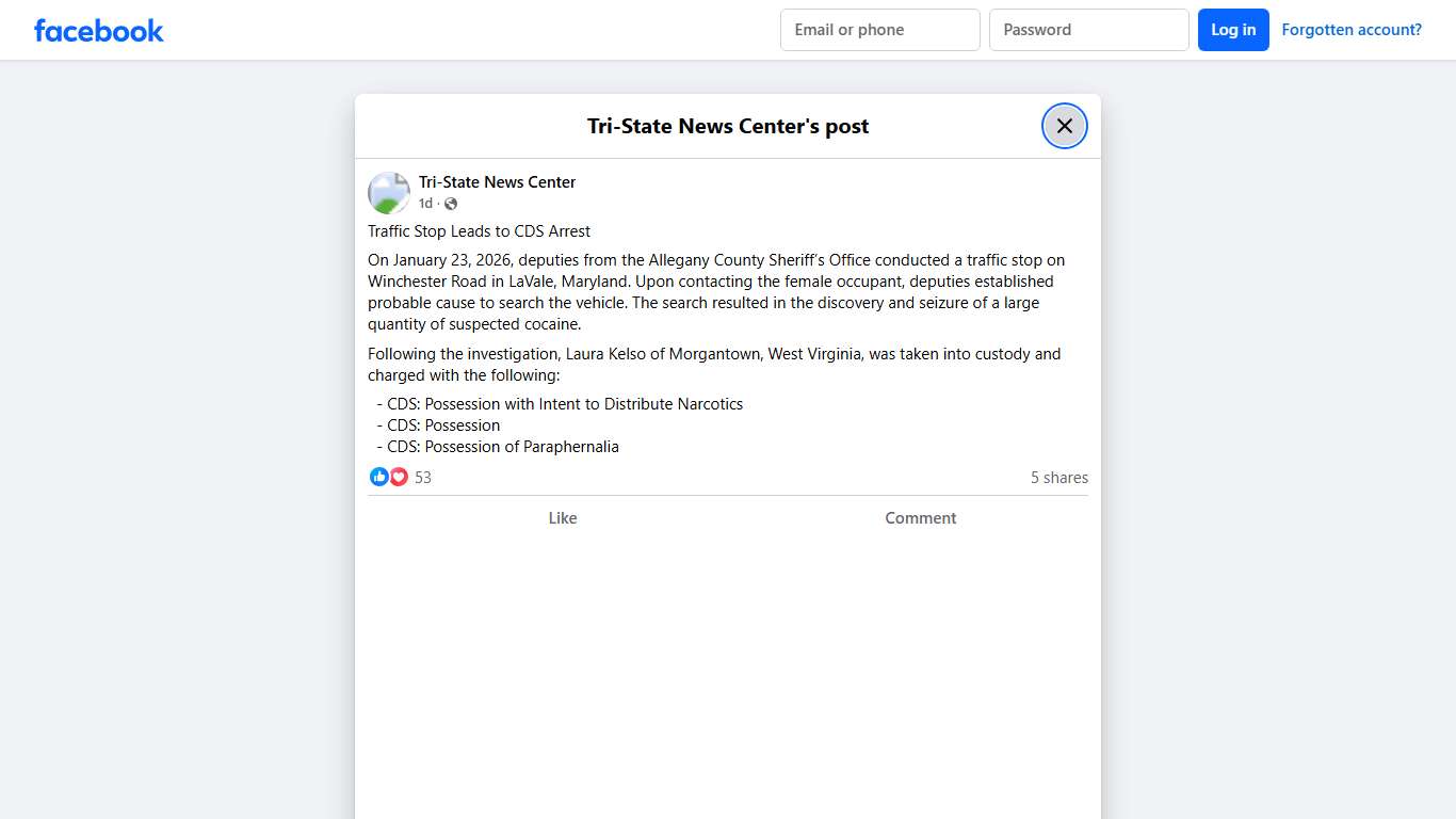 Traffic Stop Leads to CDS Arrest... - Tri-State News Center Facebook